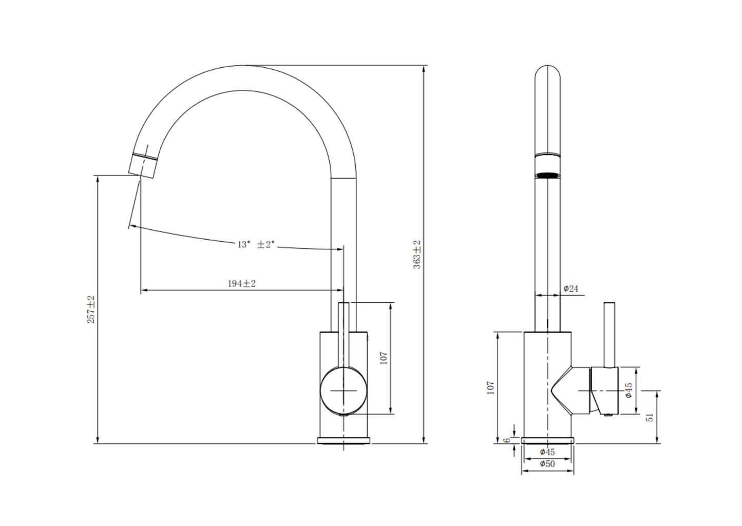 Pris Round Mixer Matte Black