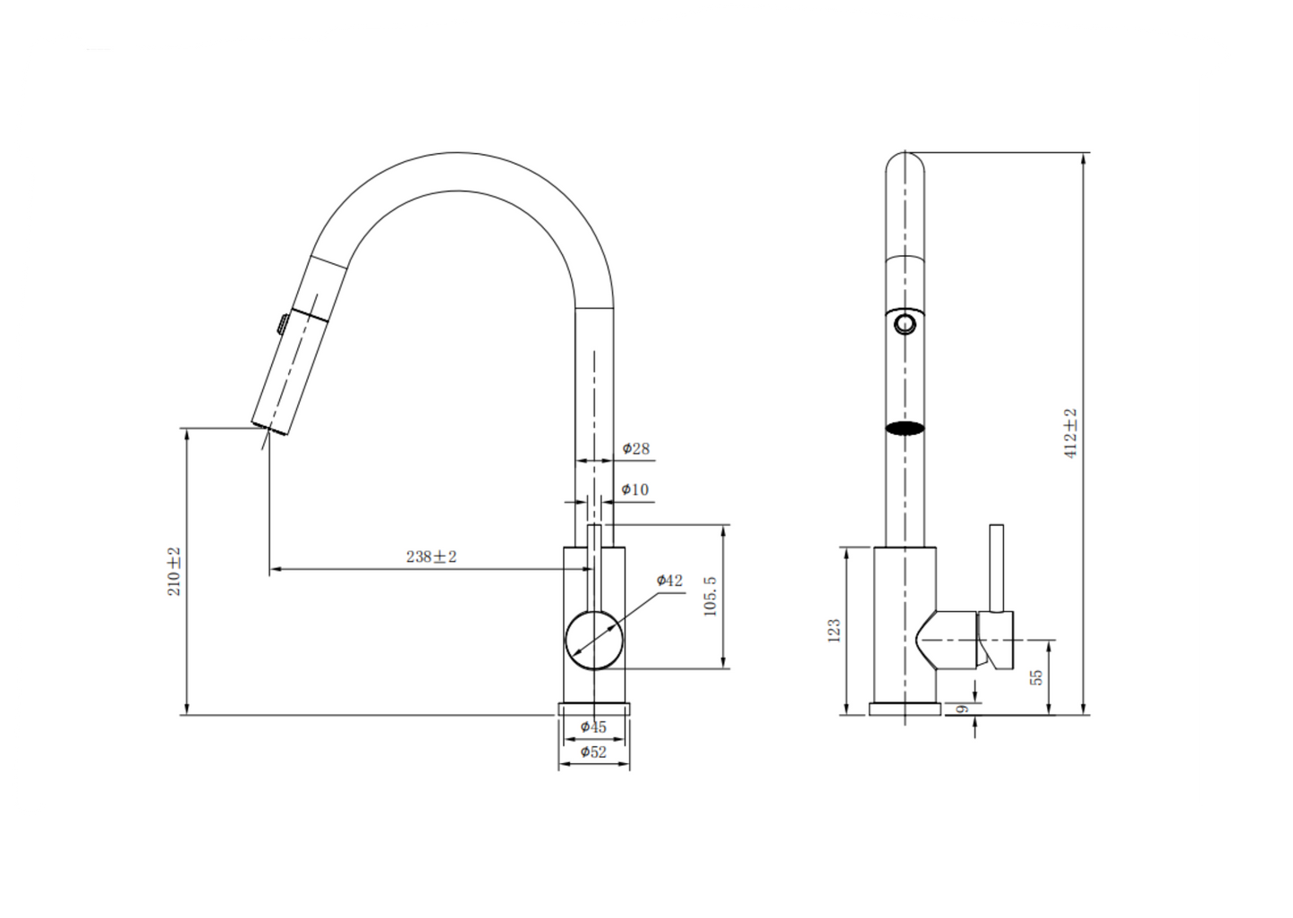 Pris Pull Out Round Mixer Matte Black