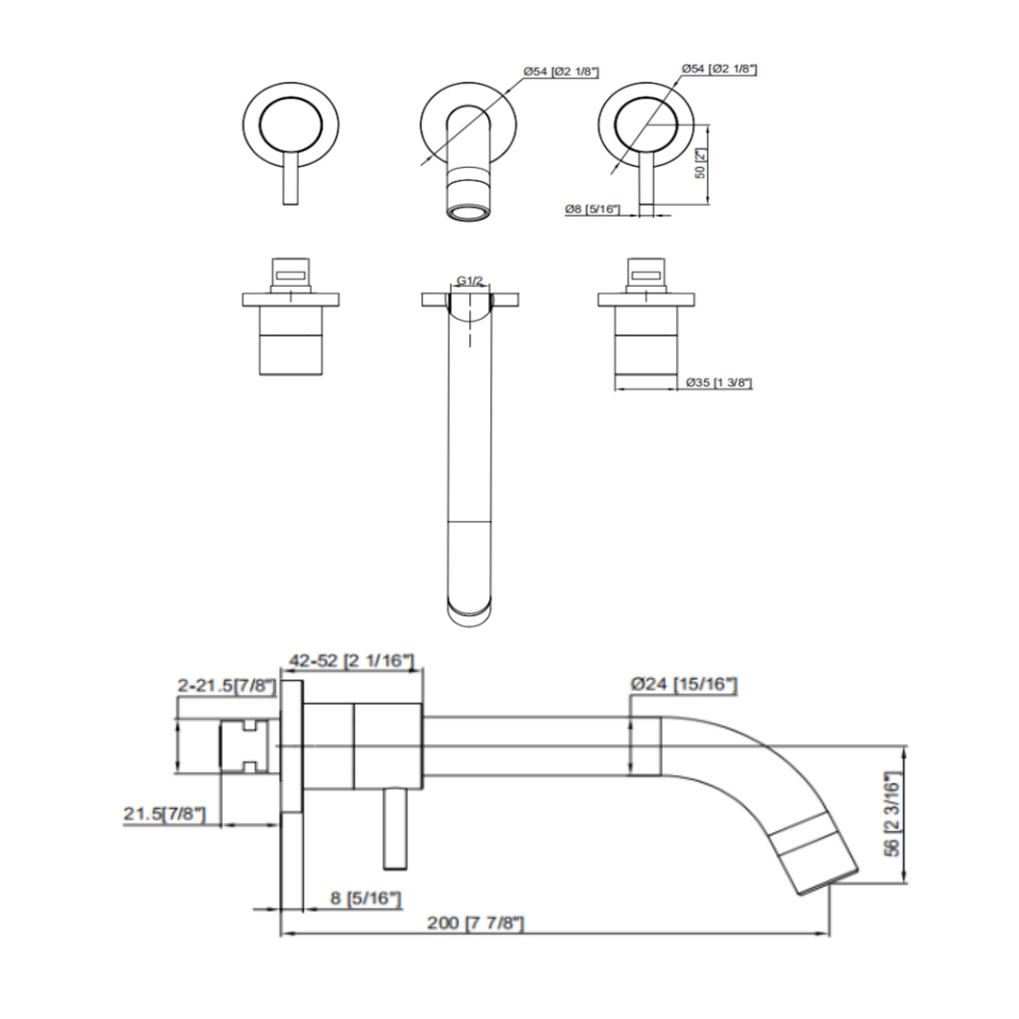 Titan Wall Spout Set Brushed Nickel