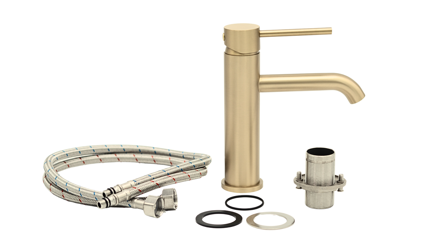 Lili Short Basin Mixer Brushed Brass