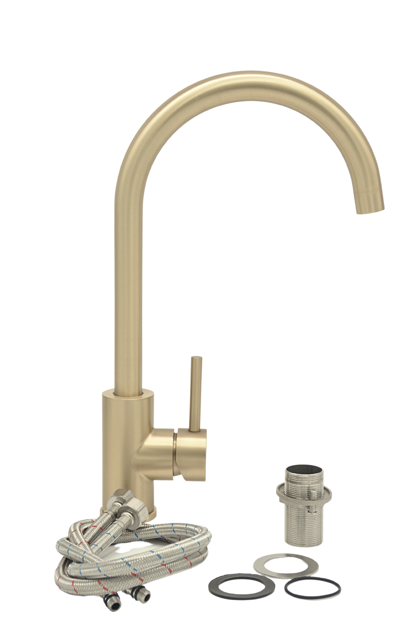 Pris Round Mixer Brushed Brass