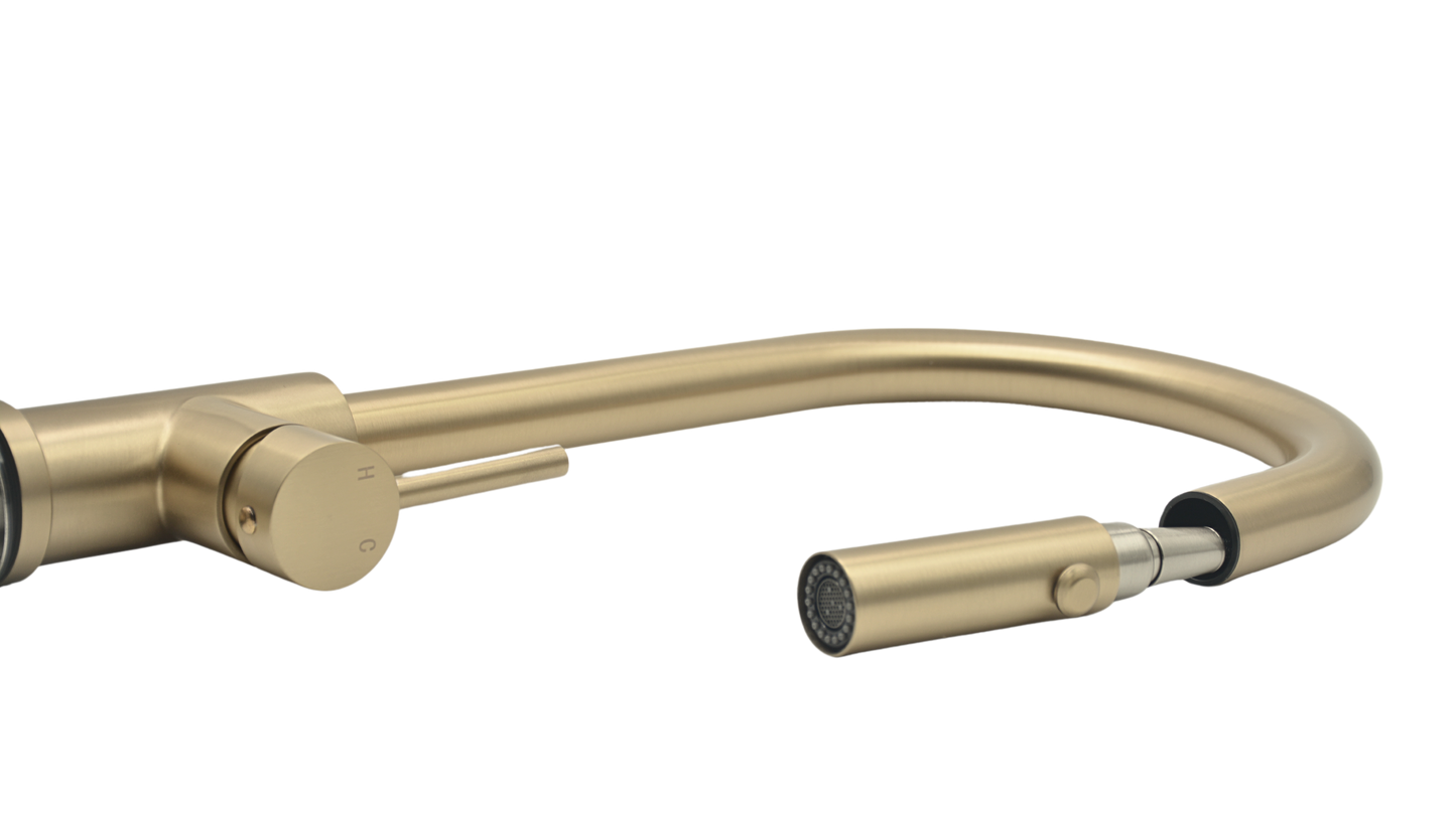 Pris Pull Out Round Mixer Brushed Brass