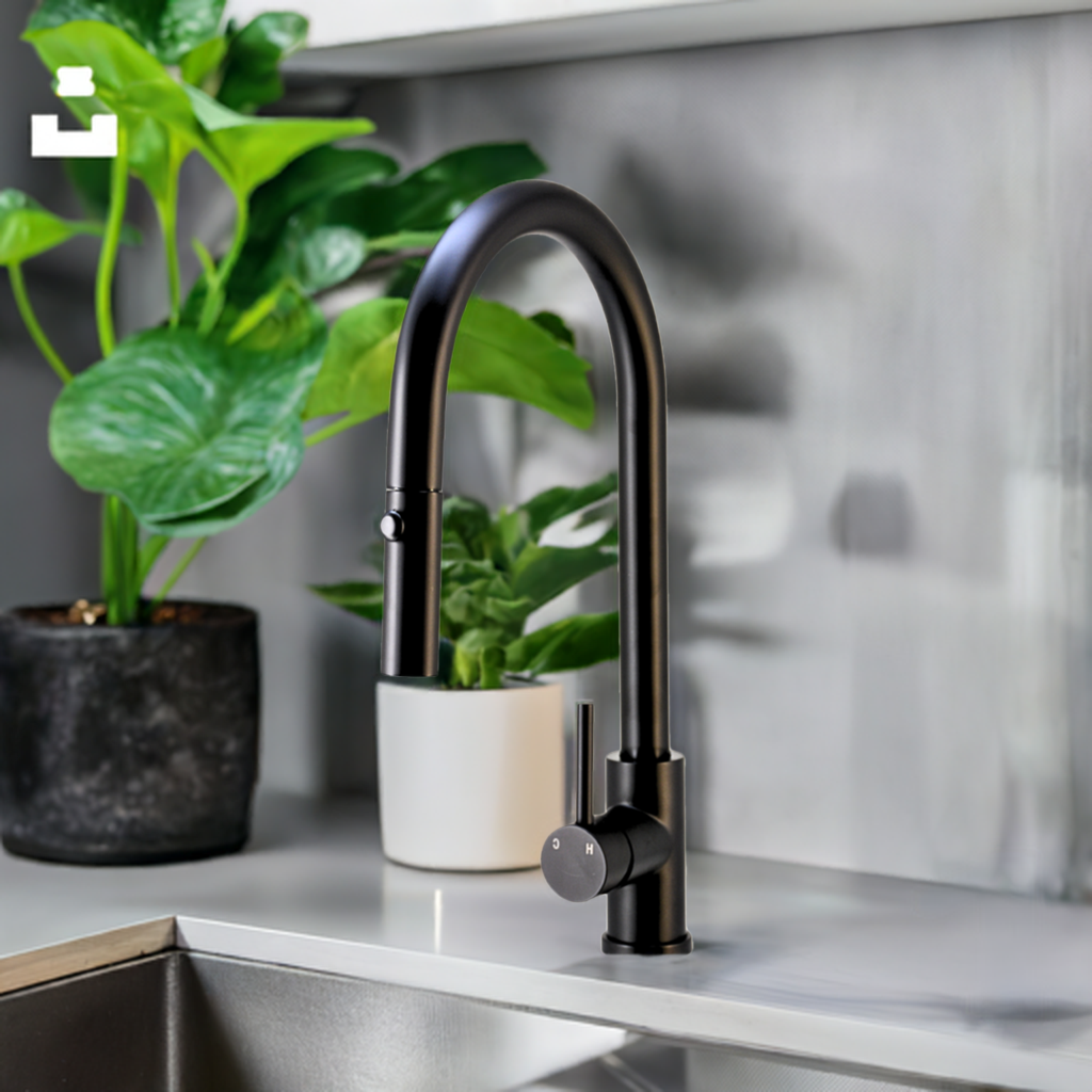 Pris Pull Out Round Mixer Matte Black