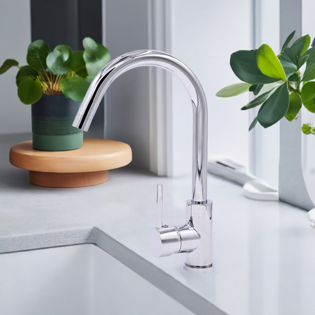 Pris Round Mixer Polished Chrome