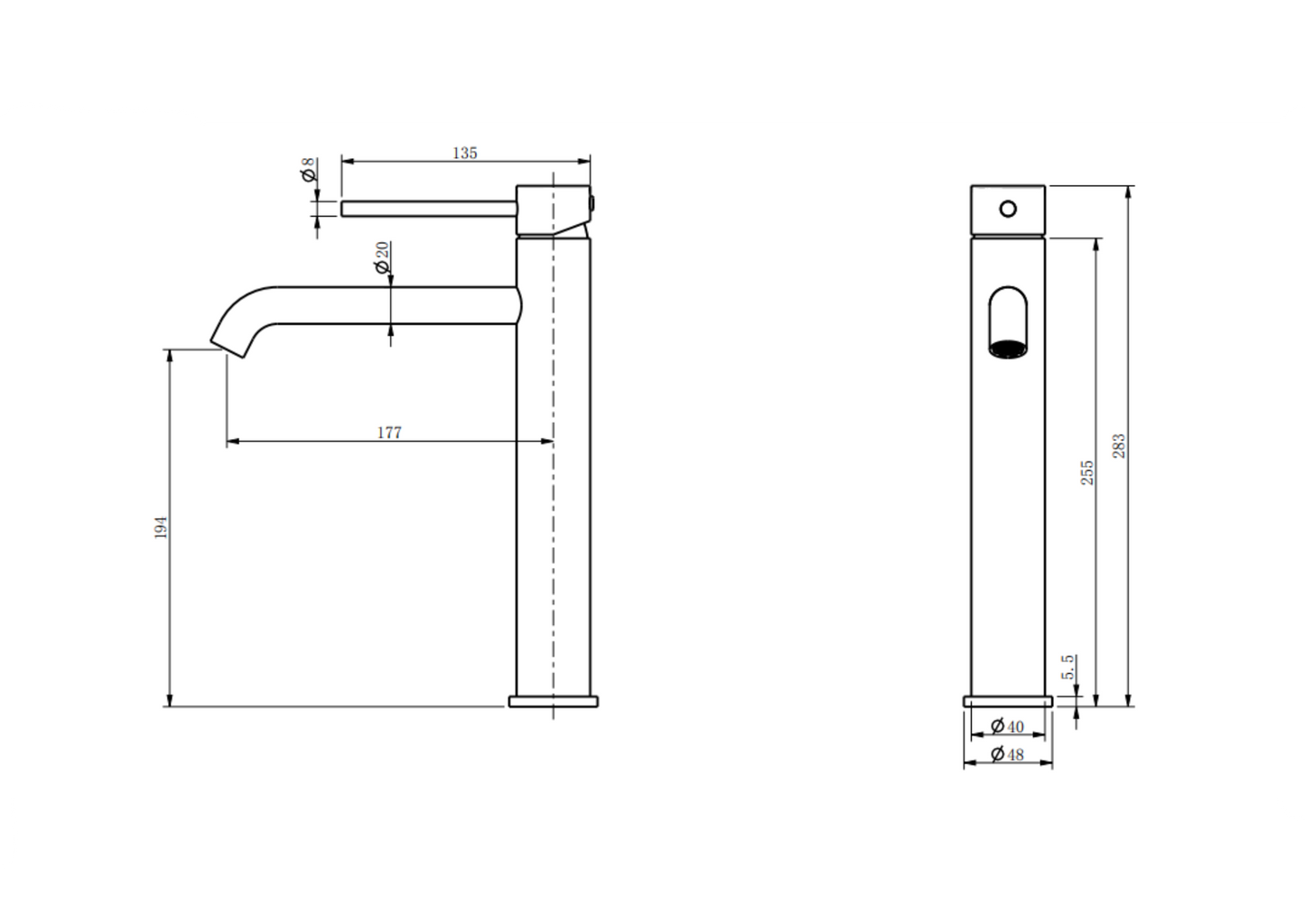 Lili Tall Basin Mixer Brushed Brass